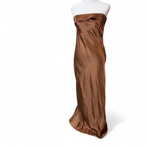 Elegant Brown Strapless Dress